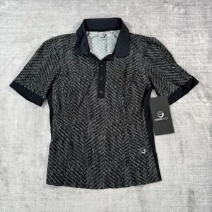 Foray Golf Fashion Polo Shirt Womens Medium Dark Boucle Black Grey UPF 50 New